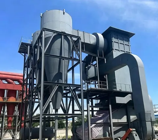 Heavy-duty industrial cyclone pre-separator upstream of a final dust collector