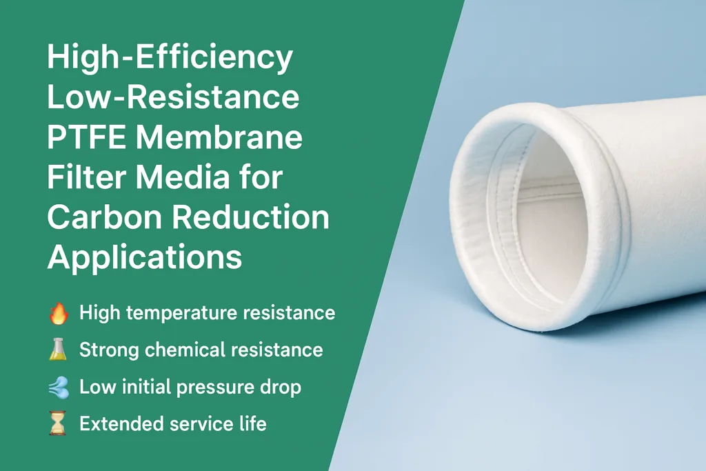 High-Efficiency Low-Resistance PTFE Membrane Filter Media for Carbon Reduction Applications